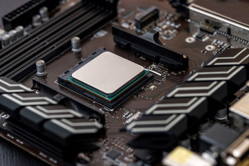 Cpu of personal computer top view at motherboard
