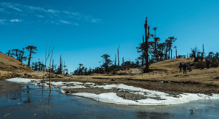 Mountain top frozen lake
