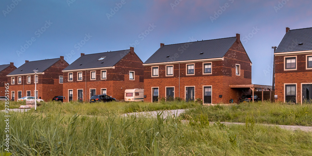 Wall mural street with modern family houses