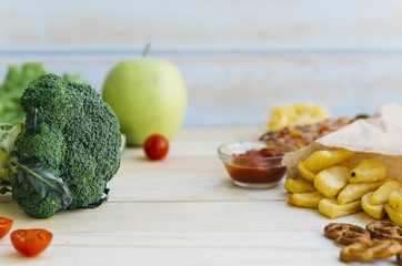 Healthy food vs unhealthy food