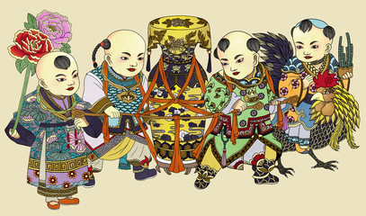 llustration of traditional Chinese Pattern and Drawing 