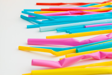 colored tubules for juice and cocktails  close up