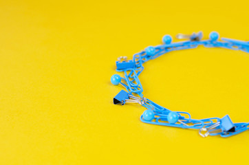 Orange background with a shallow office in the form of a semicircle.