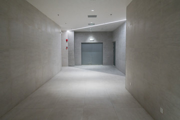 Interior space and empty floor tiles
