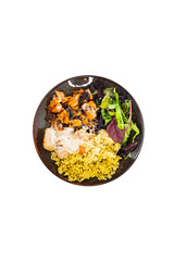 chicken peas, carrots, mushrooms and sauce
