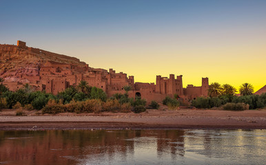 Fototapeta na wymiar Sunset above ancient city of Ait Benhaddou in Morocco