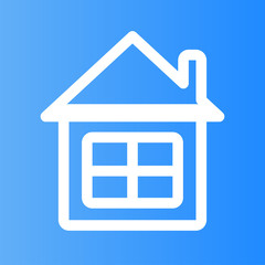 Small House with Large Window Image Background Gradient Blue Color White Lines