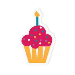 birthday cupcake icon- vector illustration