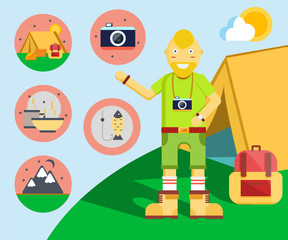 Vintage outdoor hiking tourism