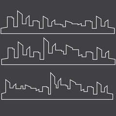 City landscape template. Thin line City landscape. Downtown landscape vector