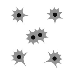 Bullet holes. Black bullet vector broken