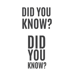 Did you know tag. Did You Know question