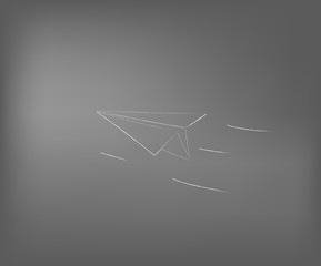 Paper plane drawing by chalk on blackboard, Illustration Vector. 