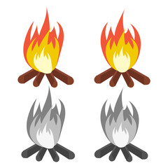 Vector cartoon bonfire. Fire camp. Campfire cartoon illustration