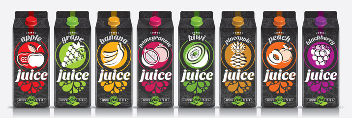 Ready design vector juice, fruit package set