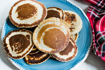 Stack of Plain Pancakes in Plate.