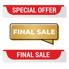 Cretive sale banner with shadow on a white background. Orange sticker or discount label. Web special offer tag. Vector promotion poster, badge template, eps10