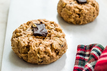 Homemade Oatmeal Cookies with Bitter Chocolate Piece