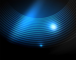 Dark space with neon color glowing lights abstract background