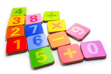 Math Number colorful on white background : Education study mathematics learning teach concept.