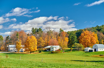 Countryside at sunny autumn day in New Hampshire, USA