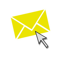 Brief mit Mauspfeil als Symbol für Kontakt oder Newsletter