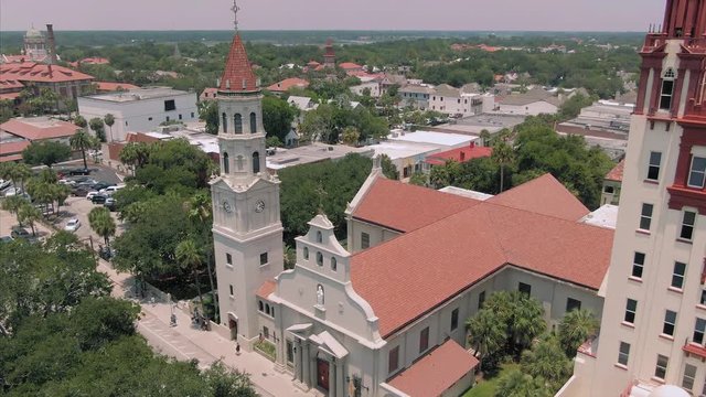Aerial of the Cathedral Basilica of St. Augustine, Florida, USA.  3 July 2019