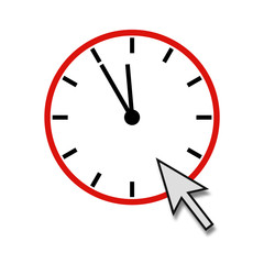 Uhr mit Mauspfeil als Symbol für Zeit und Zeitplan