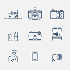 Thin outline camera icons