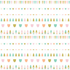 Modern vector abstract seamless geometric pattern with semicircles in retro scandinavian style. Pastel colored shapes  on white background.