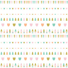 Modern vector abstract seamless geometric pattern with semicircles in retro scandinavian style. Pastel colored shapes  on white background.
