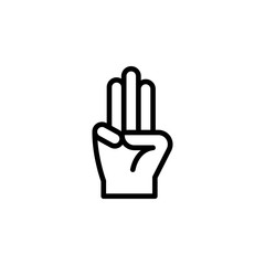 Hand 3 fingers gesture outline icon. Element of hand gesture illustration icon. signs, symbols can be used for web, logo, mobile app, UI, UX