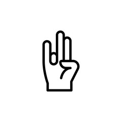 Fototapeta premium Hand 3 fingers gesture outline icon. Element of hand gesture illustration icon. signs, symbols can be used for web, logo, mobile app, UI, UX