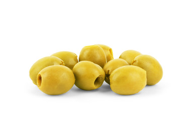 green olives isolated on white