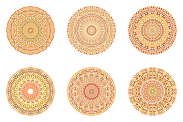 Circular round flower ornament mandala set - abstract ornate ornamental geometrical vector graphic