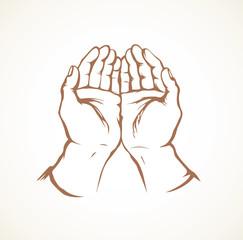 Praying hands. Vector drawing