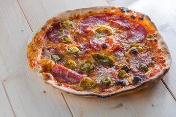 Italian food culture wiht snack on a wooden table