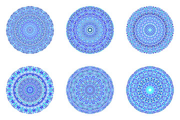 Circular flower pattern mandala set - abstract geometrical ornate vector graphic designs on background