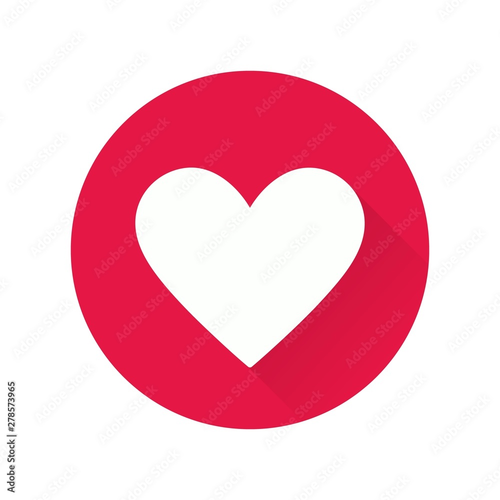 Poster vector heart icon, concept design for interface, web, app and more. heart, icon in red round shape.