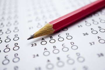 Answer sheets with Pencil drawing fill to select choice : education concept