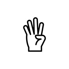 Fototapeta na wymiar Hand four finger gesture outline icon. Element of hand gesture illustration icon. signs, symbols can be used for web, logo, mobile app, UI, UX