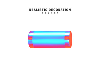 Realistic shape 3d objects with gradient holographic color of hologram. Decorative design elements isolated on white background. vector illustration