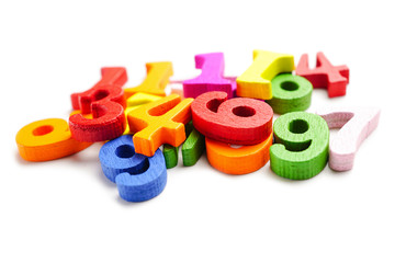 Fototapeta premium Math Number colorful on white background : Education study mathematics learning teach concept.