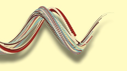 3D illustration,3D rendering, abstract geometric background, circle point line together into a line Rotate together into a rope Soft tones