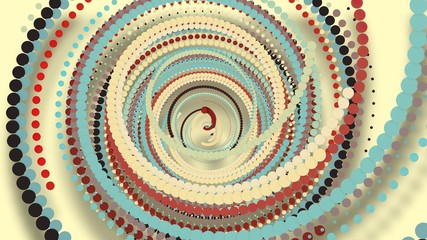 3D illustration,3D rendering, abstract geometric background, circle point line together into a line Rotate together into a rope Soft tones