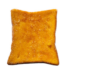 Toasted butter and sugar on a white background