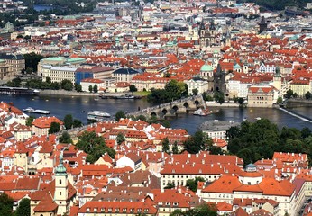 praha, river, city, architecture, water, vltava, tower, czech, town, church, old, building,...