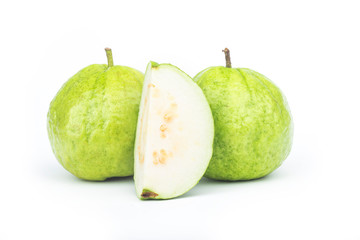 Guava fruit isolated on white background.