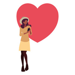young woman using smartphone social media