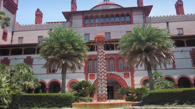 Interior courtyard of Flagler College in  St. Augustine, Florida, USA. 3 July 2019